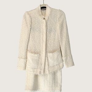 Vintage Italian Luxury Tweed Suit Les Copains Jacket 40 Giorgio Grati Skirt 42